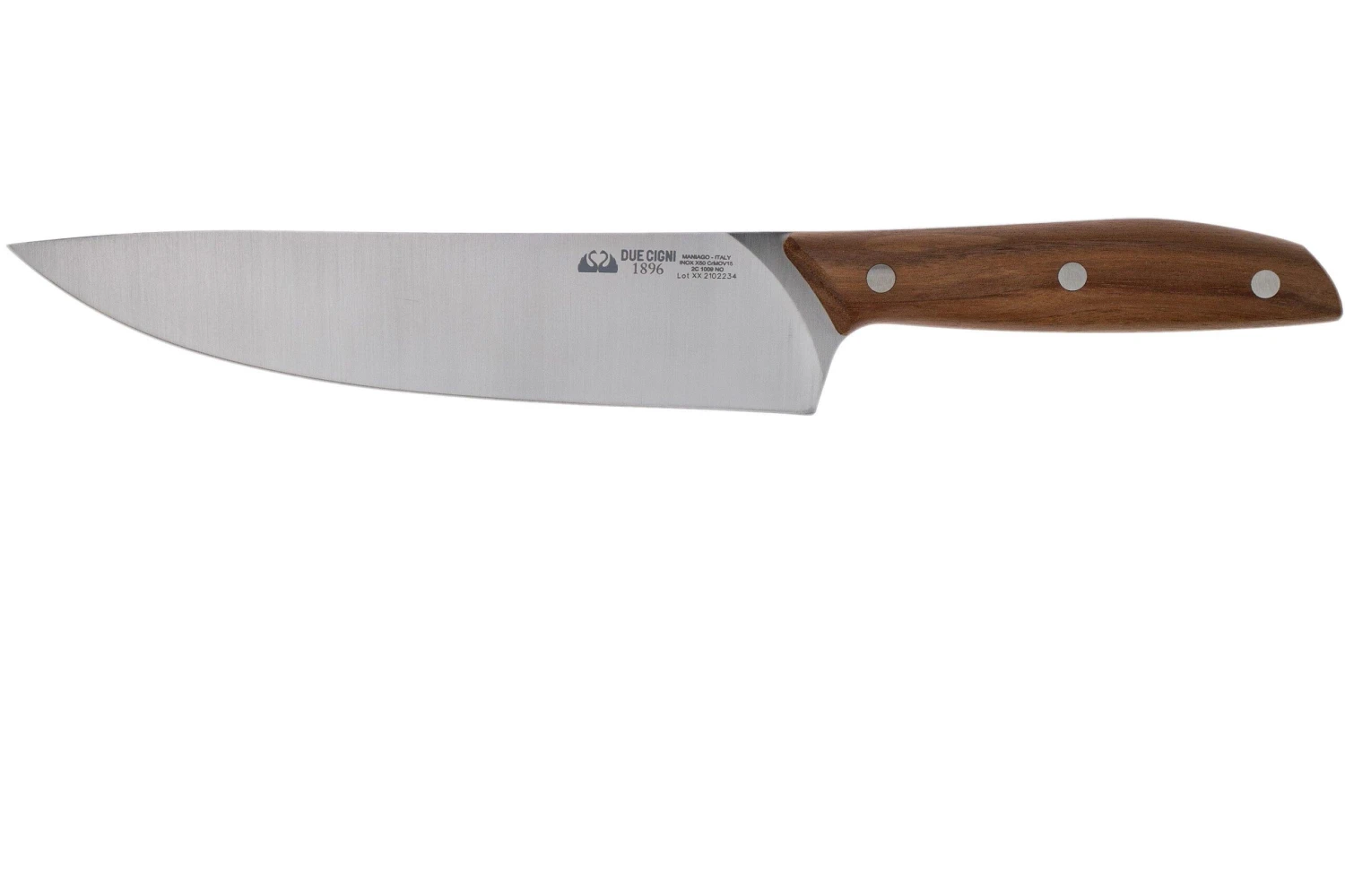 Due Cigni 1896, 2C1009NO Cuchillo De Chef 20 Cm, Madera De Nogal
